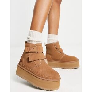 UGG Brown Tan Neumel Platform Chukka Boot in Chestnut Big Kid Girls 3